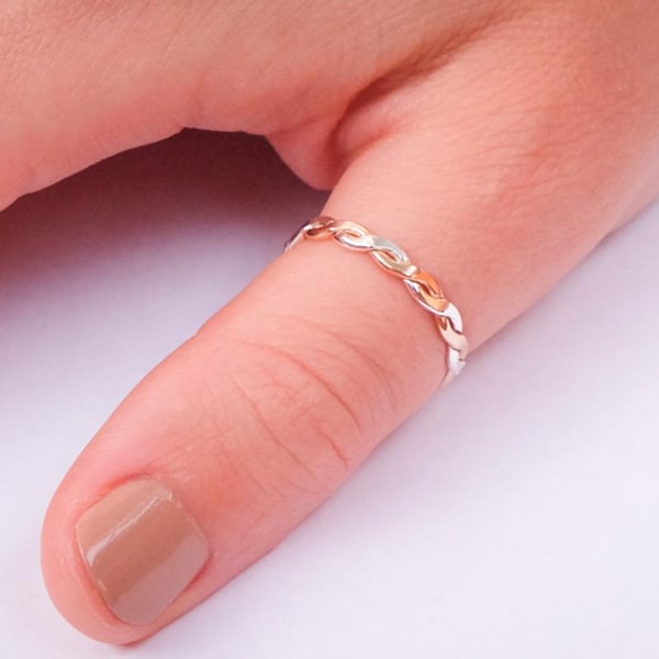 Mixed Braid Sterling Silver & 14K Gold Fill Ring