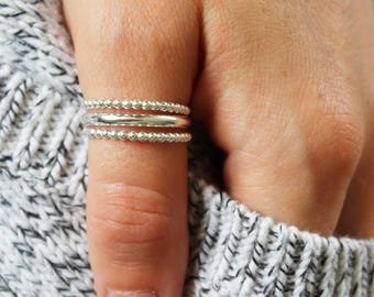 Sterling Silver Stacking Rings Set: Thumb, Finger, or Toe Rings