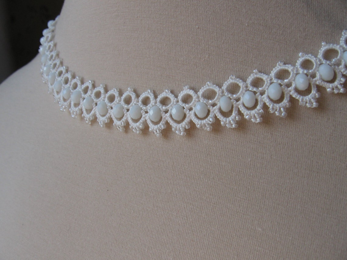 PDF Tatting pattern Necklace Shuttle tatted beaded lace hand Etsy