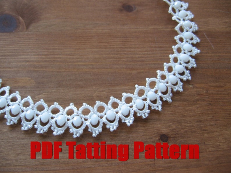 PDF Tatting pattern Necklace Shuttle tatted beaded lace hand Etsy