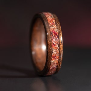 Smoked African Rosewood Ring made with Red Rose, Copper, Red Jasper, Red Opal and Goldstone Wood ring for men Fire Ring