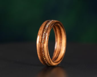 White Opal Wood Wedding Band | His and Hers Rings | Nature Inspired Engagement Ring