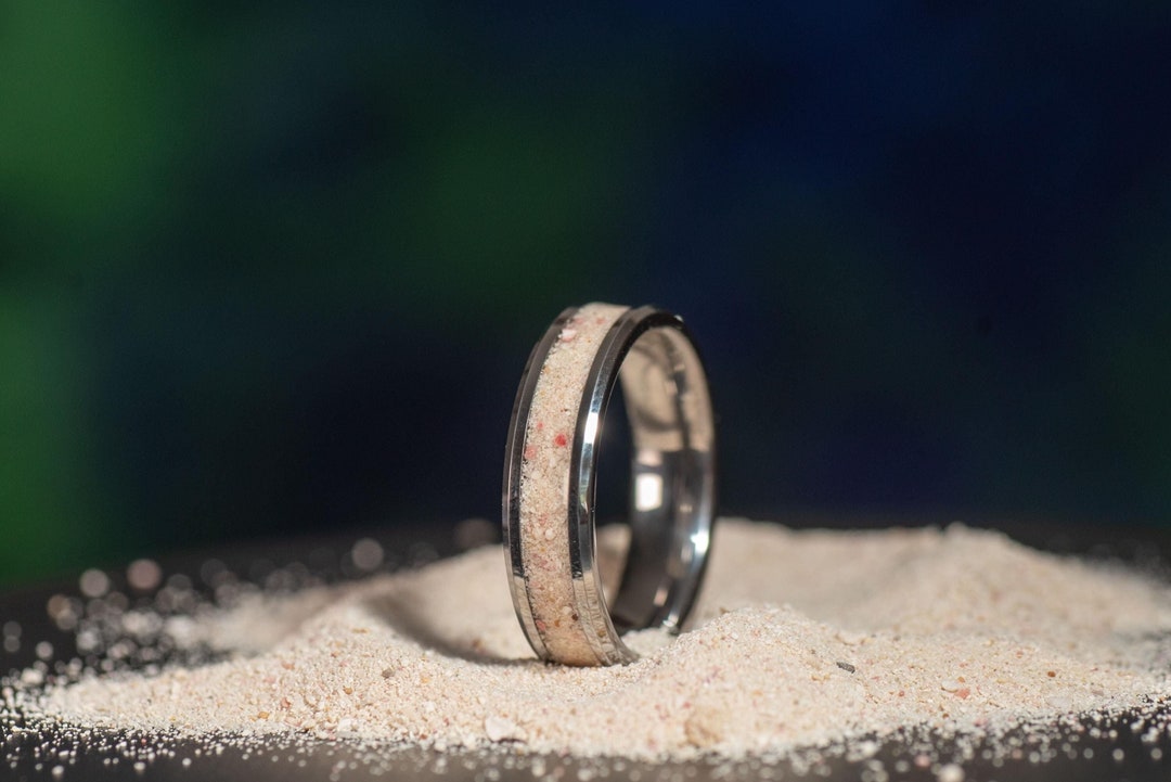 Your Sand Inlay Tungsten Ring | Send Your Own Sand | Men 8mm | Women ...