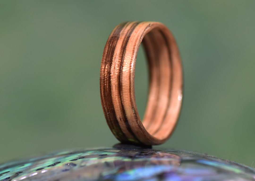 Mens Zebrawood Bentwood Ring. Handmade Solid Wooden Ring. Simplistic