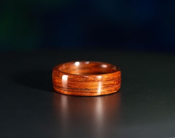 Anillo de palisandro de Palo Santos de madera curvada / Anillo de compromiso ideal para hombre / Anillo de 5.º aniversario