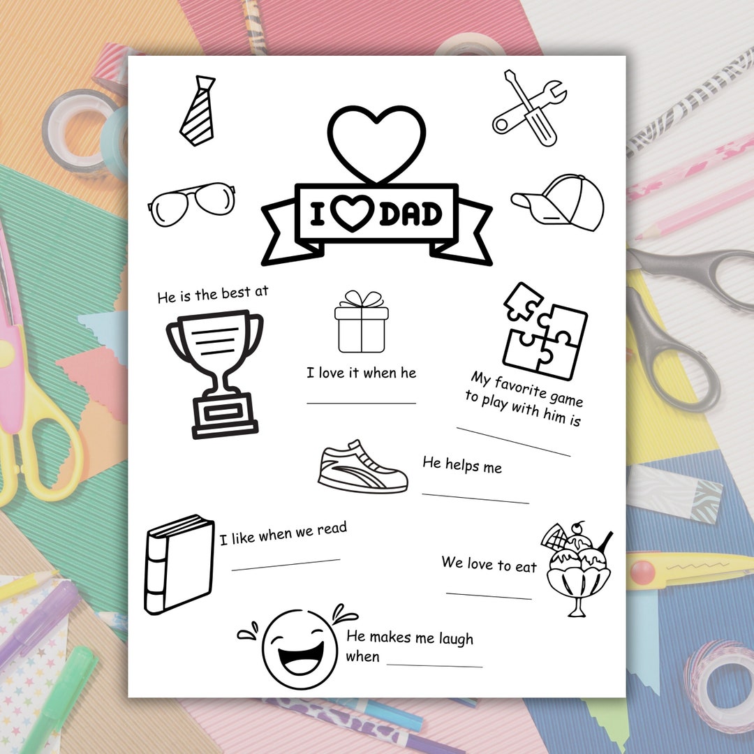 Printable About My Dad Kids Activity Kids Gift for Fathers - Etsy