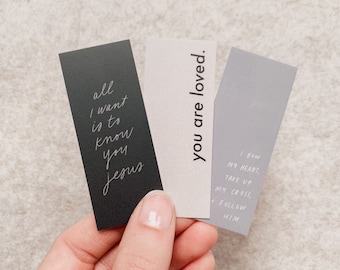 Mini Bible Verse Bookmark Set- Set of 3 Mini Bookmarks- Christian Stationary