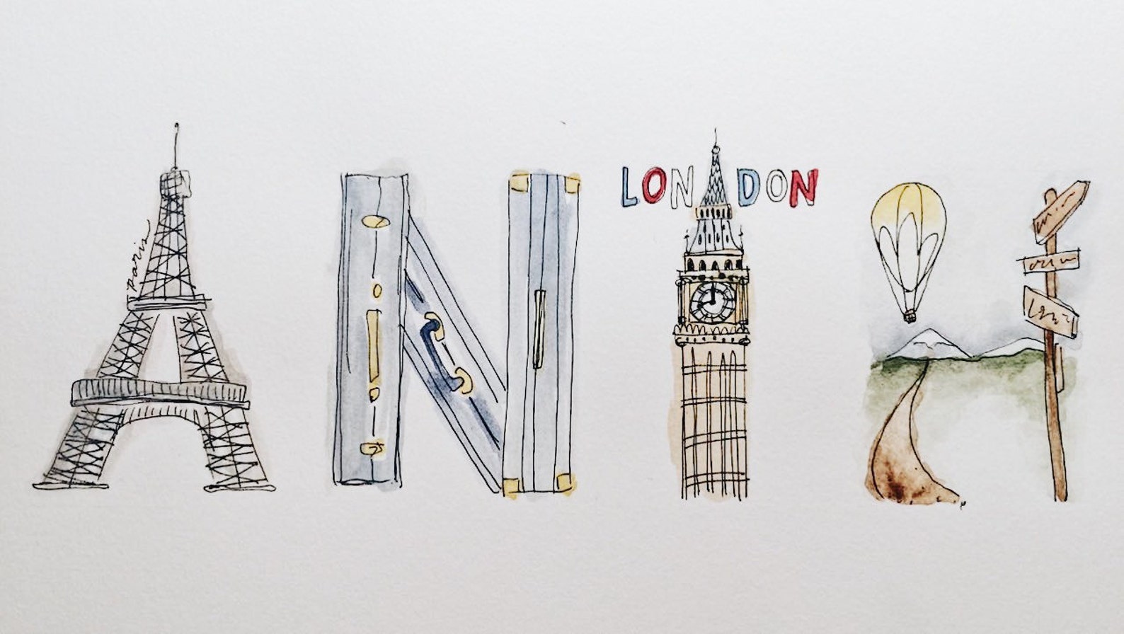 Travel Themed Name Art Nursery Decor Baby/ Kids Art Gift Etsy