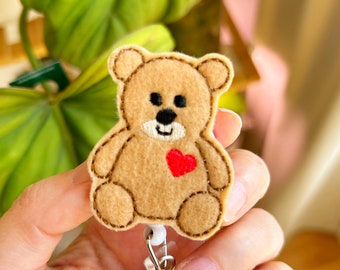 Badge Reels, Teddy Bear, ID Card Holder, Retractable Reel, Nurse Name Badge, Nurse Gift, Medical Gift