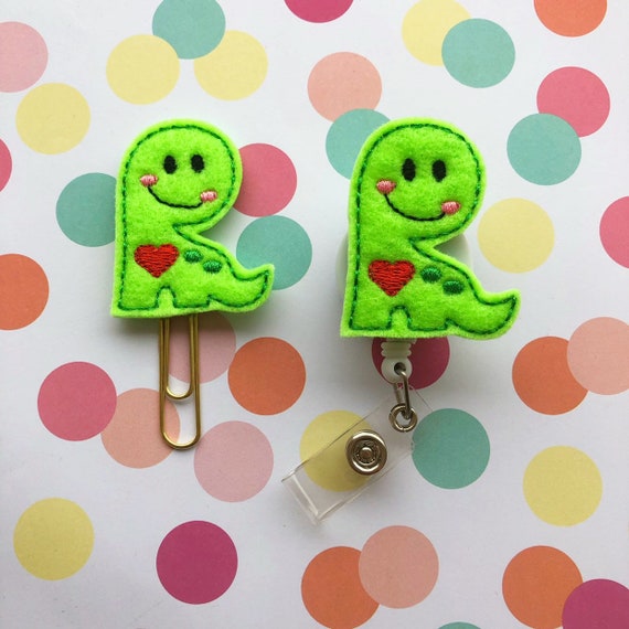 Feltie Paperclip ID Card Holder Teacher Gift Badge Reel Planner Clips Baby Dinosaur Nurse Gift Medical Gift Retractable Reel