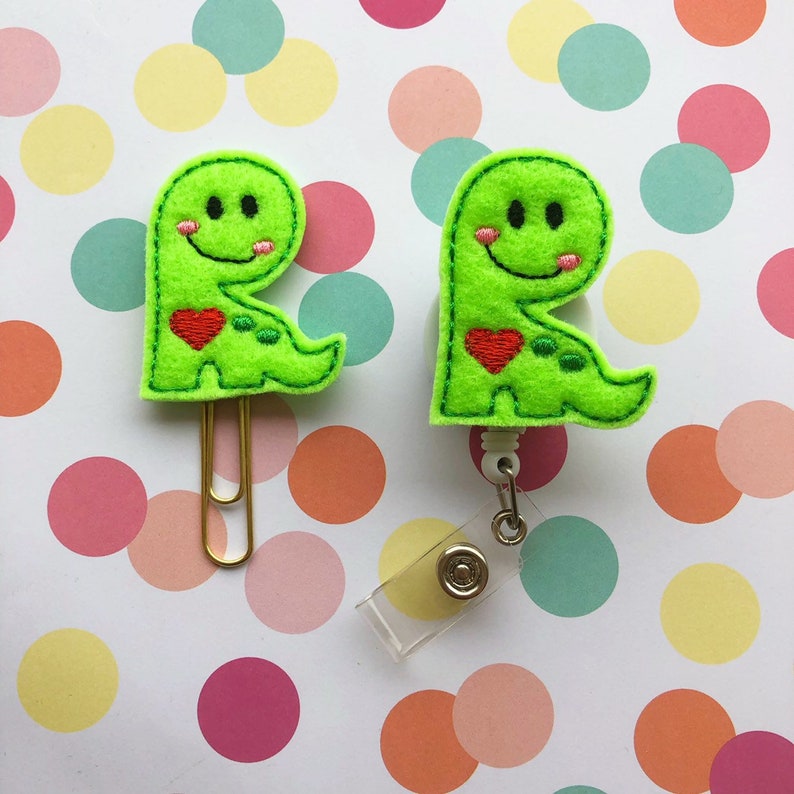 Feltie Paperclip ID Card Holder Teacher Gift Badge Reel Planner Clips Baby Dinosaur Nurse Gift Medical Gift Retractable Reel