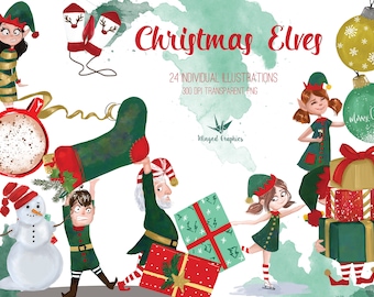 Christmas Elf Clipart: Santa's Workshop Illustrations (PNG Files)