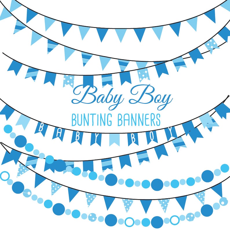 Baby Boy Bunting Banners Digital Clip Art Etsy