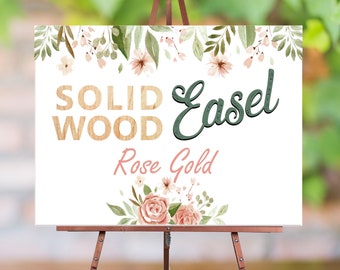 Wooden Wedding Easel for Welcome Sign, Floor Standing Easel Stand for  Display, Choose from Natural Wood, Gold, Rose Gold, Silver, White or Black,  65