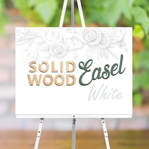 White Wedding Easel, White Easel for Weddings Easel Stand for Sign Easel Stand | Solid Wood Easel, Up to 20lbs, Up to 30 x 40 inches