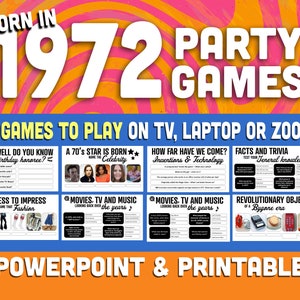 NEW - 51st Birthday Party Games, Born in 1972 Trivia Game, 51st Birthday Games for Women and Men, Powerpoint Presentation and Printable Game