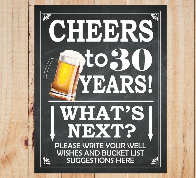 Cheers To 30 Years Sign For Him 30th Birthday Decorations For Etsy