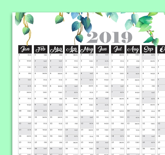 yearly calendar large wall calendar printable planner 2019 planner yearly calendar planner