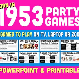 NEU - 70. Geburtstag Party Spiele, 1953 geboren Quizspiel, 70. Geburtstag Spiele für Frauen und Männer, Powerpoint-Präsentation und druckbares Spiel