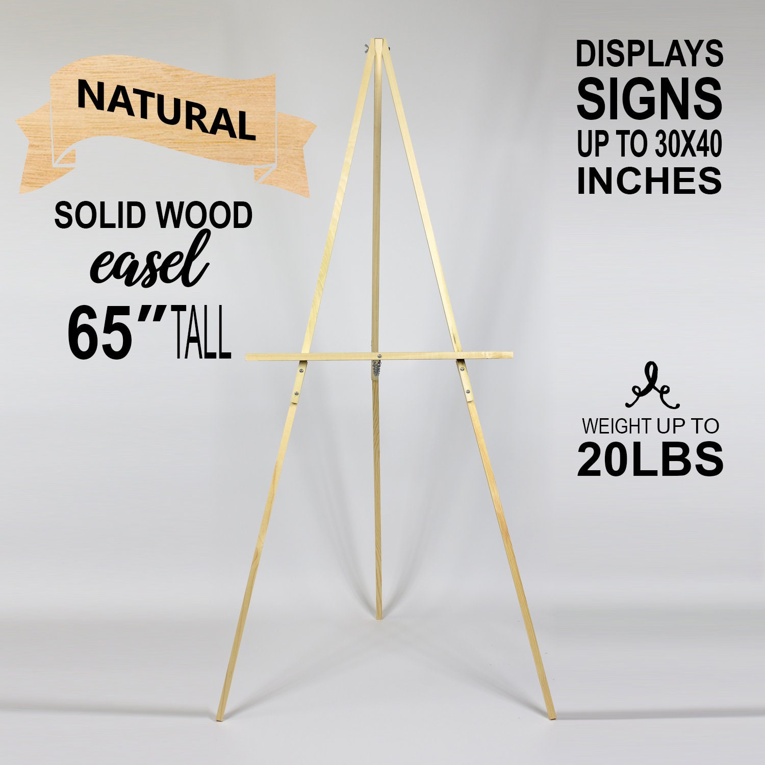 VISWIN 63 Wooden Tripod Display Easel Stand for Wedding Sign, Poster,  A-Frame Artist Easel Floor with Tray for Painting, Canvas, Foldable Easel -  Natural : : Home