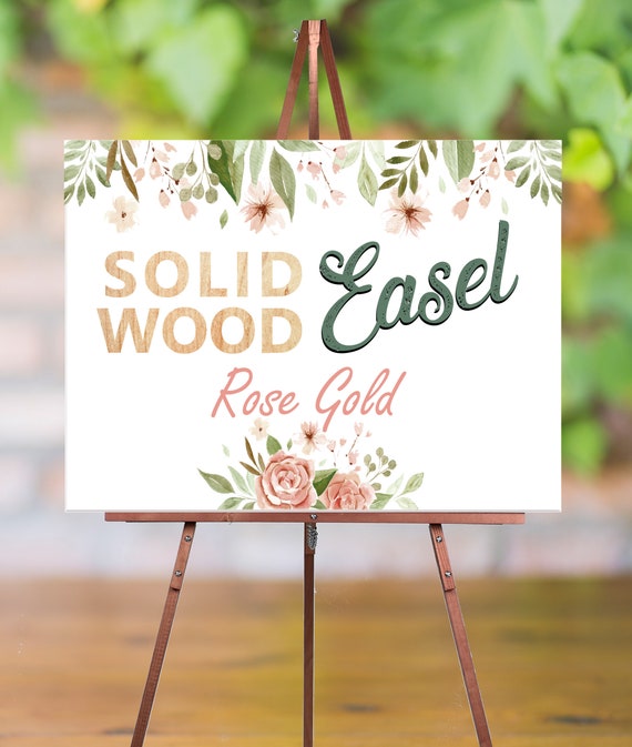 Rose Gold Easel for Wedding Easel Floor Easel Wood Easel Stand for Wedding  Sign Solid Wood Easel, up to 20lbs, up to 30 X 40 Inches 