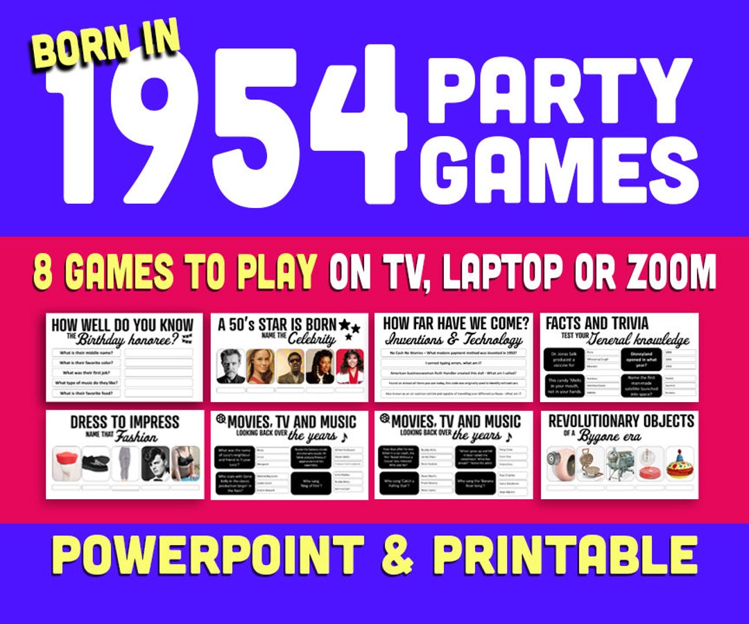 NEW - 69th Birthday Party Games, Born in 1954 Trivia Game, 69th ...