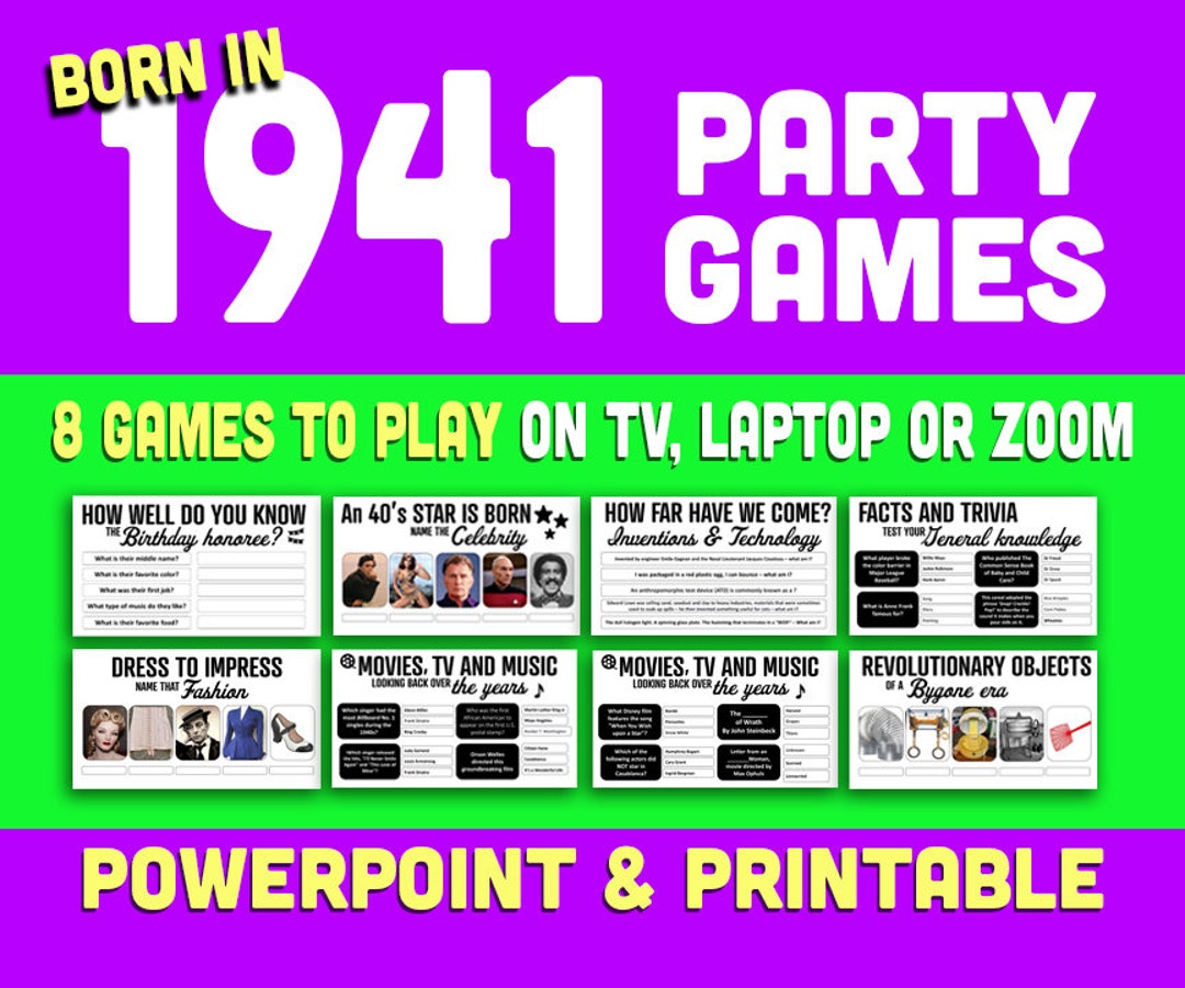 NEW 82nd Birthday Party Games Born in 1941 Trivia Game - Etsy Canada