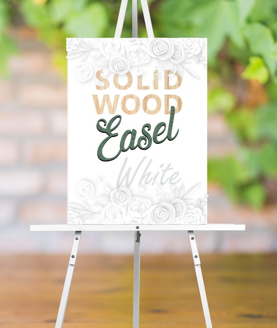 White Easel for Weddings Easel Stand for Sign Easel Stand Solid Wood Easel,  White Wedding Easel up to 20lbs, up to 30 X 40 Inches 