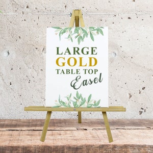 Gold tabletop easel, Wedding table easel, Large tabletop display easel, Table top easel for sign, Gold table easel | 25 inches | Made in USA
