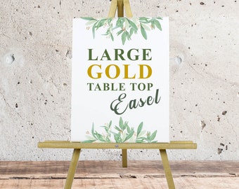 Gold tabletop easel, Wedding table easel, Large tabletop display easel, Table top easel for sign, Gold table easel | 25 inches | Made in USA