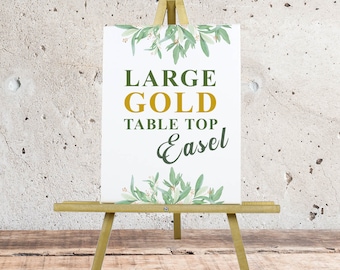 Gold tabletop easel, Wedding table easel, Large tabletop display easel, Table top easel for sign, Gold table easel | 25 inches | Made in USA