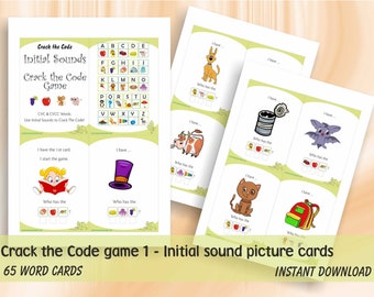 Initial sounds - Crack the Code game Part 1 - Cards for reading CVC & CVCC words - PDF for download