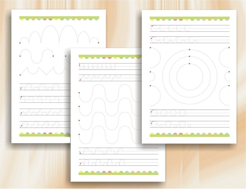 Tracing Lines Pre-Write Practice Line Tracing for kindergarten children Download Digital Printable Workbook image 3