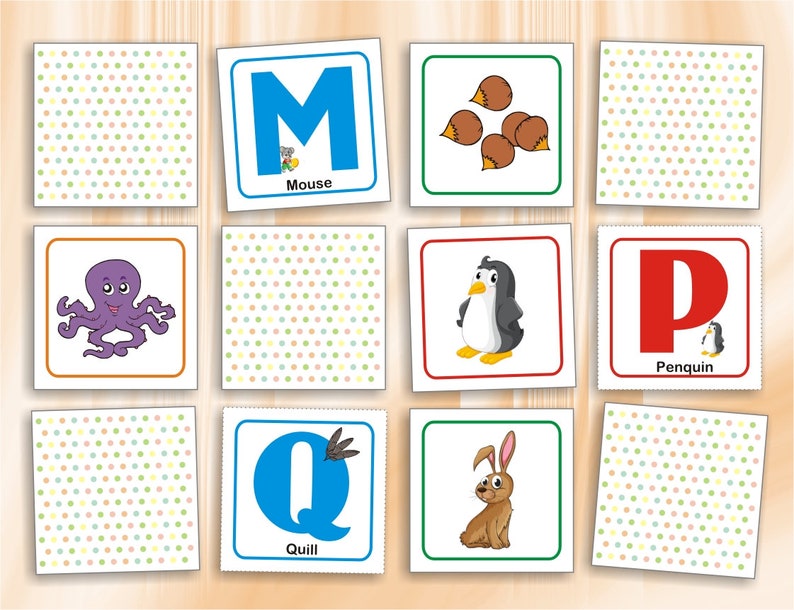 alphabet matching cards abc memory game printable etsy
