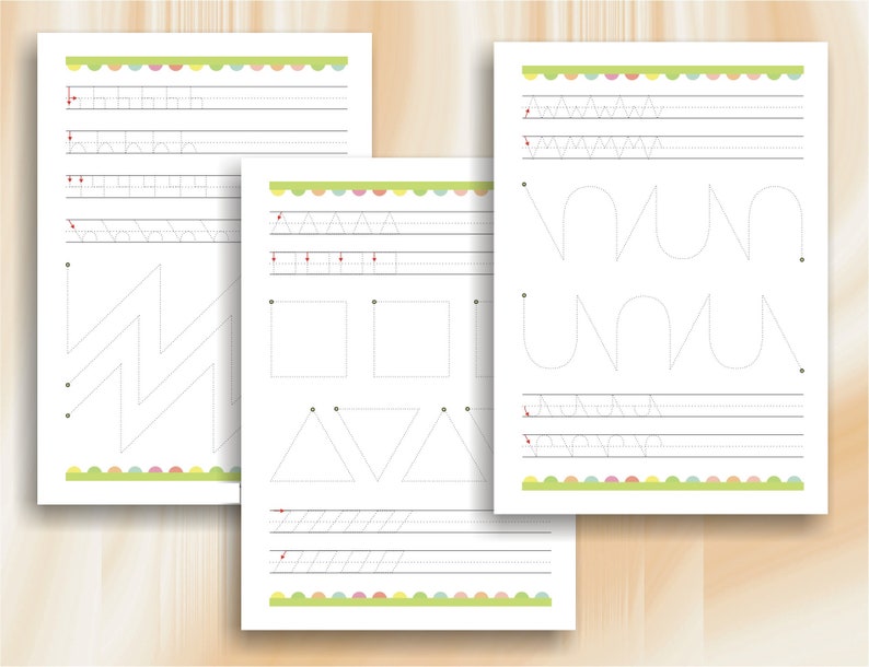 Tracing Lines Pre-Write Practice Line Tracing for kindergarten children Download Digital Printable Workbook image 2