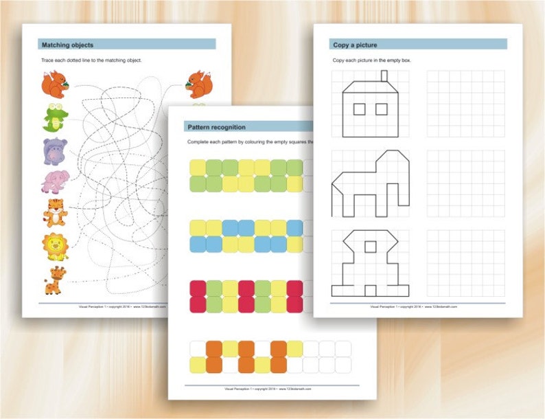 visual perception activities 40 printable worksheets etsy