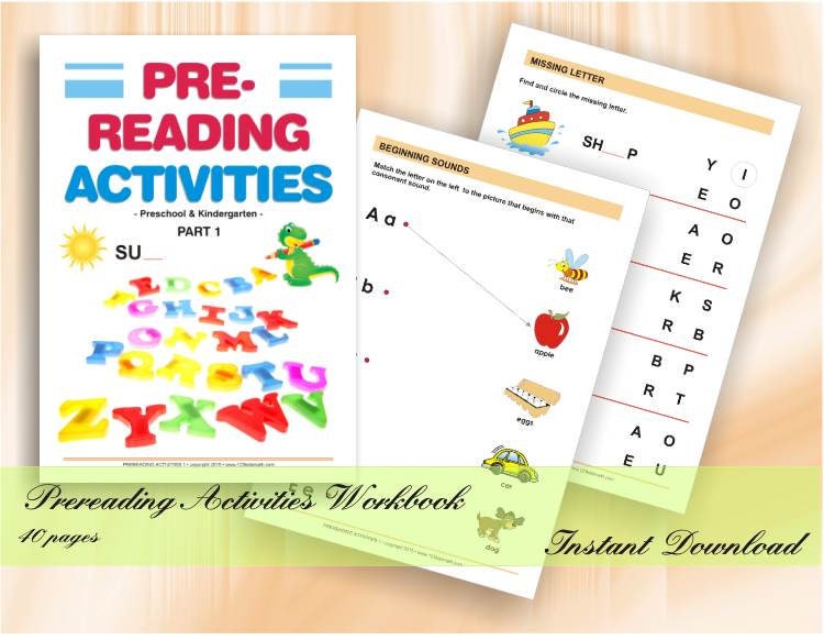 Prereading Activities Preschool & Kindergarten Worksheets | Etsy