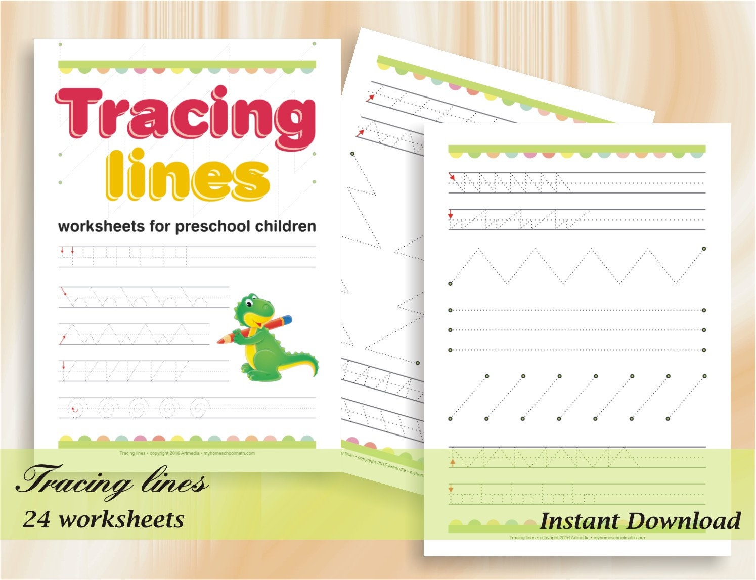 tracing lines pre write practice line tracing for preschool etsy