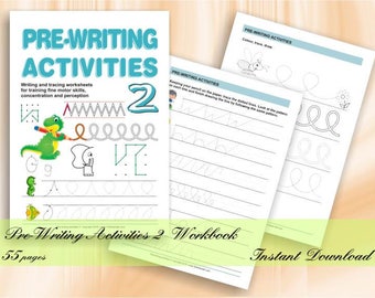 Pre-Writing Activities for Preschool & Kindergarten | 52 printable worksheets |Download Digital Printable Workbook