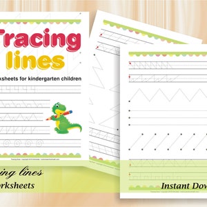 Tracing Lines Pre-Write Practice Line Tracing for kindergarten children Download Digital Printable Workbook image 1