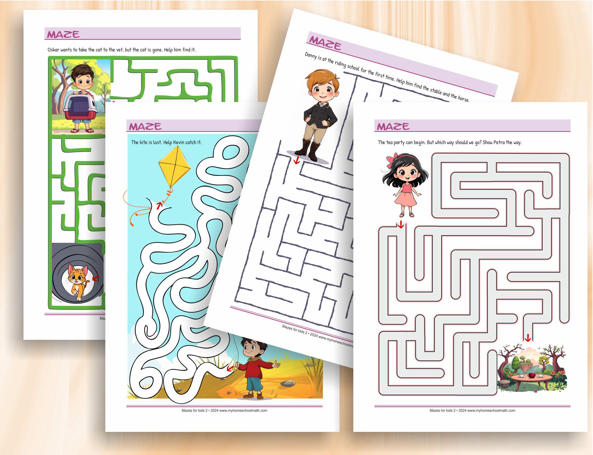 Mazes for Kids Part 2: 54 Printable Activity Worksheets (digital ...
