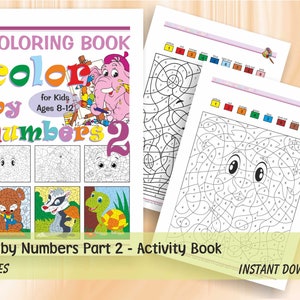 Color by Number for Kids Ages 8-12 Part 2 | Activity Book | 32 Cute Coloring Pages A4 as PDF | Download Digital Printable Workbook