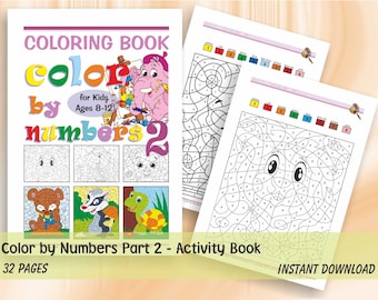 Mystery Color By Number For Kids Ages 8-12 : 50 Unique Color By