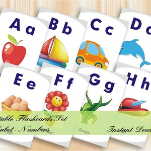 ABC Flashcards 123 Flashcards - Printable Alphabet & Number Flashcards set - Instant Download