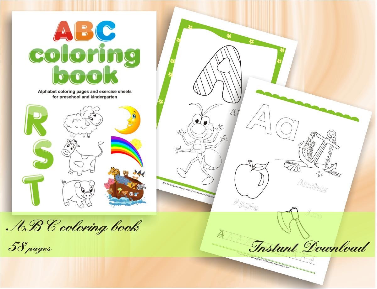 Download Abc Coloring Book Alphabet Coloring Pages For Preschool And Etsy