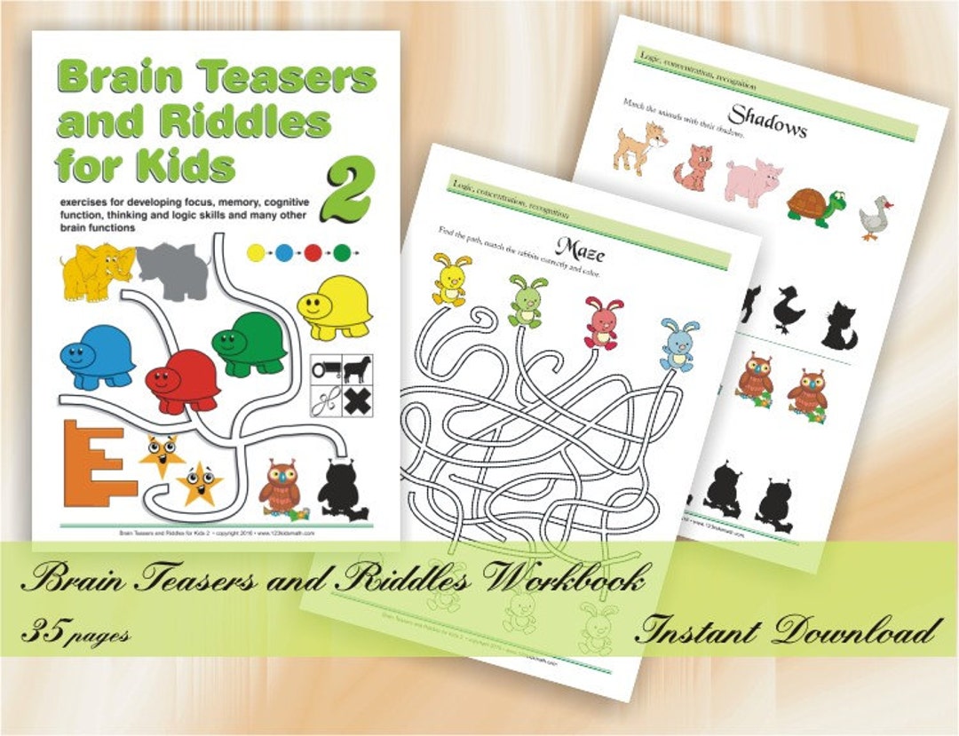 Brain Teasers and Riddles for Kids age 58 Printable Worksheets With