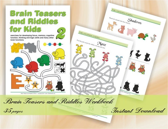 Brain Teasers and Riddles for Kids age 5-8 Printable Worksheets With  Puzzles, Logic Games, Mazes, Differences, Repeating Patterns 