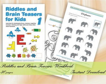 Riddles and Brain Teasers for kids (age 5-8) | Worksheets with Printable Puzzles, Logic games, Mazes, Differences