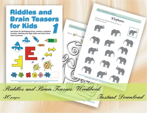 riddles and brain teasers for kids age 5 8 worksheets with etsy australia