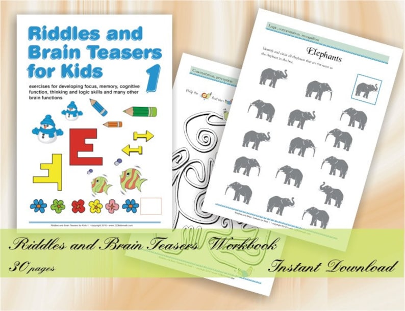 riddles and brain teasers for kids age 5 8 worksheets with etsy